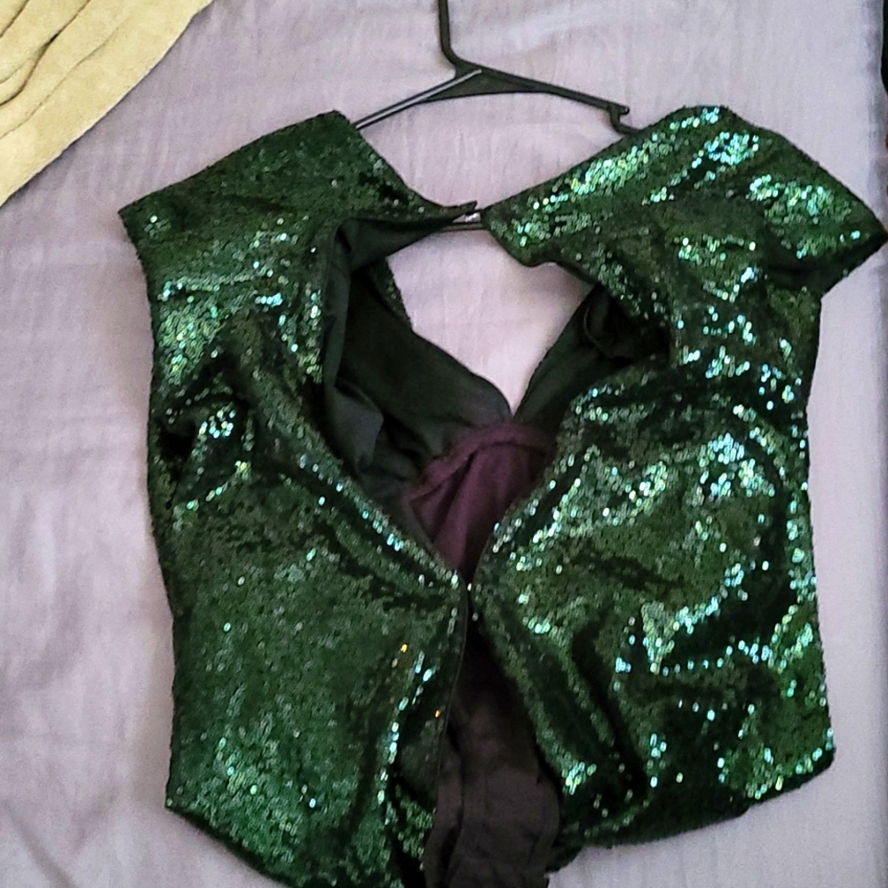 TCEC Green Sequined Bodysuit. Size small, worn only once to try on.